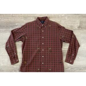 RARE Vintage Polo Ralph Lauren Pheasant Hunt Button Down Shirt XXL Red Plaid